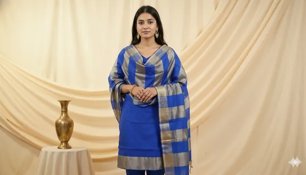 Royal_Blue_Chanderi_Silk_Premium_&_Elegant_Zari_Weaving_Unstitched_Suit_Set_With_Dupatta_For_Women