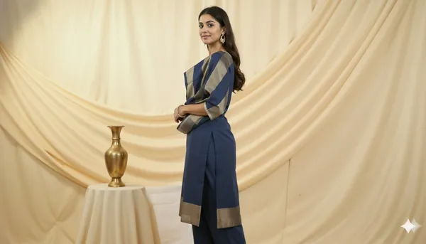 Navy_Blue_Chanderi_Silk_Premium_&_Elegant_Zari_Weaving_Unstitched_Suit_Set_With_Dupatta_For_Women