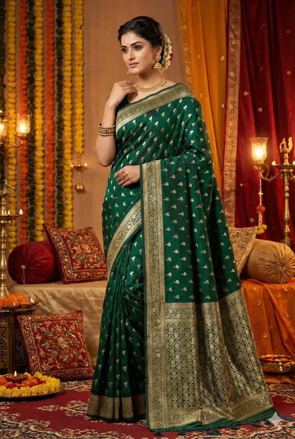 Dola_Silk_Green_Saree_|_Premium_&_Elegant_Zari_Weaving_Saree_With_Unstitched_Blouse_For_Women