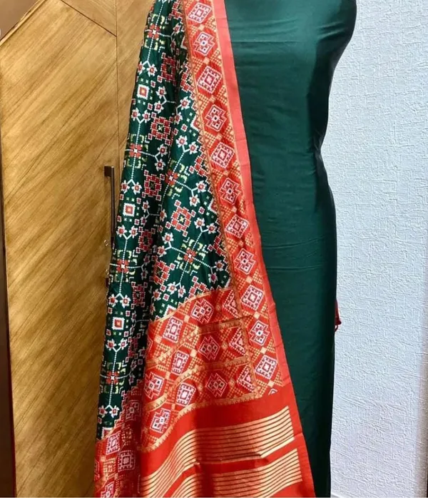 Bottle_Green_Katan_Silk_Premium_&_Elegant_Unstitched_Suit_Set_With_Dupatta_For_Women