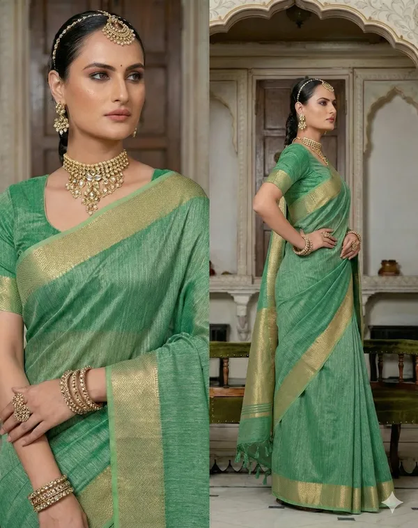 Light_Green_Soft_Tissue_Silk_Premium_&_Elegant_Saree_With_Unstitched_Blouse_For_Women