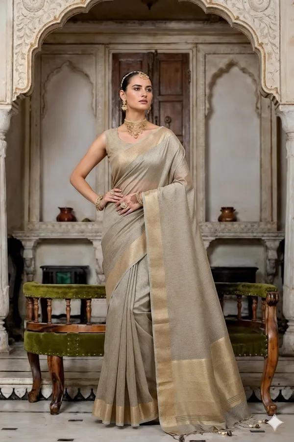 Grey_Soft_Tissue_Silk_Premium_&_Elegant_Saree_With_Unstitched_Blouse_For_Women