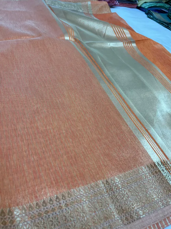 Metallic_Orange_Soft_Tissue_Silk_Premium_&_Elegant_Saree_With_Unstitched_Blouse_For_Women