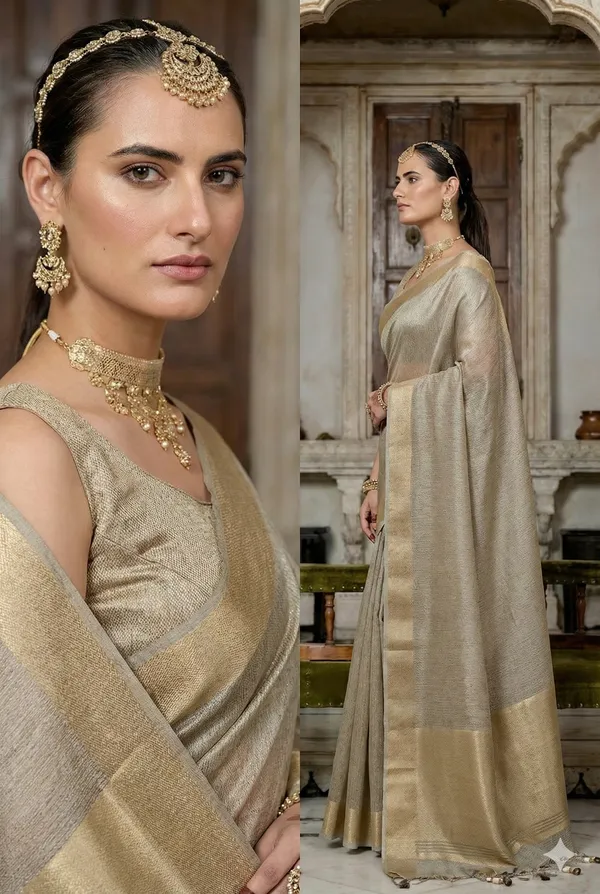 Grey_Soft_Tissue_Silk_Premium_&_Elegant_Saree_With_Unstitched_Blouse_For_Women
