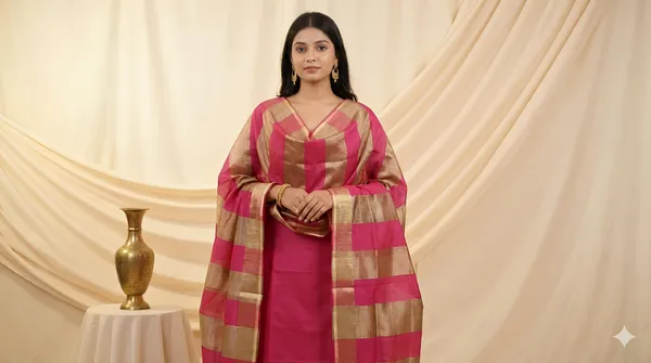 Rani_Chanderi_Silk_Premium_&_Elegant_Zari_Weaving_Unstitched_Suit_Set_With_Dupatta_For_Women