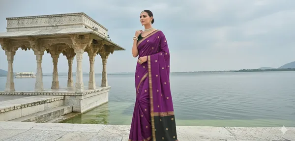 Magenta_And_Green_Banarasi_Cotton_Silk_Premium_&_Elegant_Saree_With_Unstitched_Blouse_For_Women