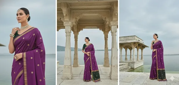 Magenta_And_Green_Banarasi_Cotton_Silk_Premium_&_Elegant_Saree_With_Unstitched_Blouse_For_Women