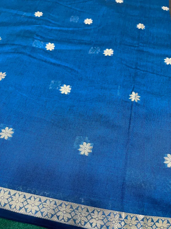 Ocean_Blue_And_Black_Banarasi_Cotton_Silk_Premium_&_Elegant_Zari_Weaving_Saree_With_Unstitched_Blouse_For_Women