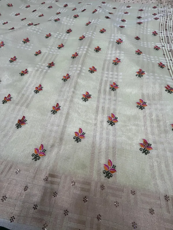 Light_Pista_Green_Soft_Tissue_Silk_Premium_&_Elegant_Resham_Embroidery_Saree_With_Unstitched_Blouse_For_Women