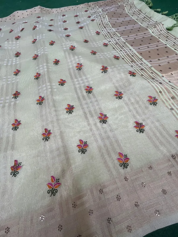 Light_Pista_Green_Soft_Tissue_Silk_Premium_&_Elegant_Resham_Embroidery_Saree_With_Unstitched_Blouse_For_Women