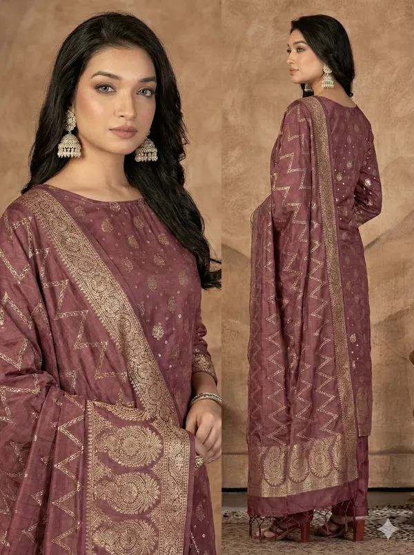 Raspberry_Glace_Butter_Silk_Premium_&_Elegant_Zari_Weaving_Unstitched_Suit_Set_With_Dupatta_For_Women