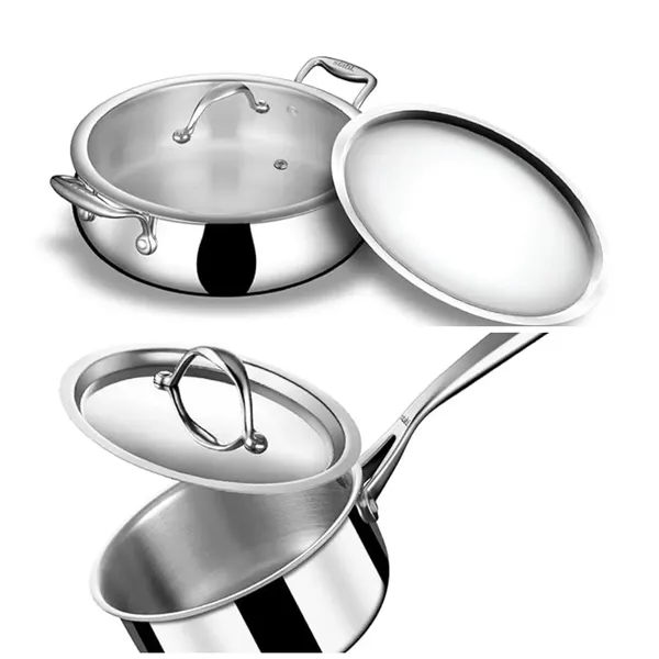 Combo_Of_Stainless_Steel_Biryani_Handi_With_Dual_Lid_8.5L_For_Home_Utility_and_Stainless_Steel_Tea_Pan_(_2L)_With_Lid__For_Home_Unity