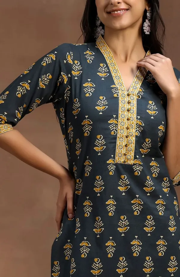 Black_Pure_Cotton_Kurta_with_Pant_&_Dupatta_Set_|_For_Women