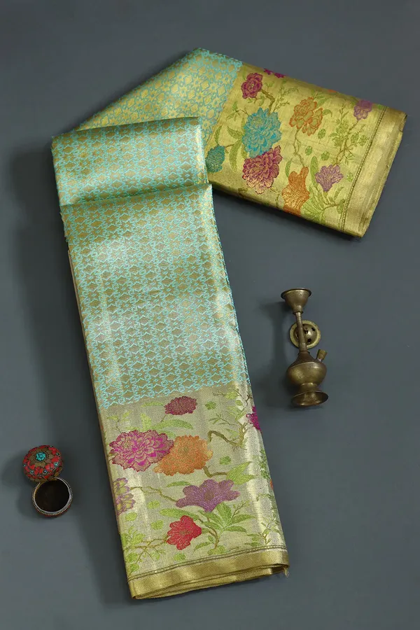 Aqua_Blue_&_Gold_Dual-Tone_Zari_Woven_Kanchipuram_Tissue_Silk_Saree