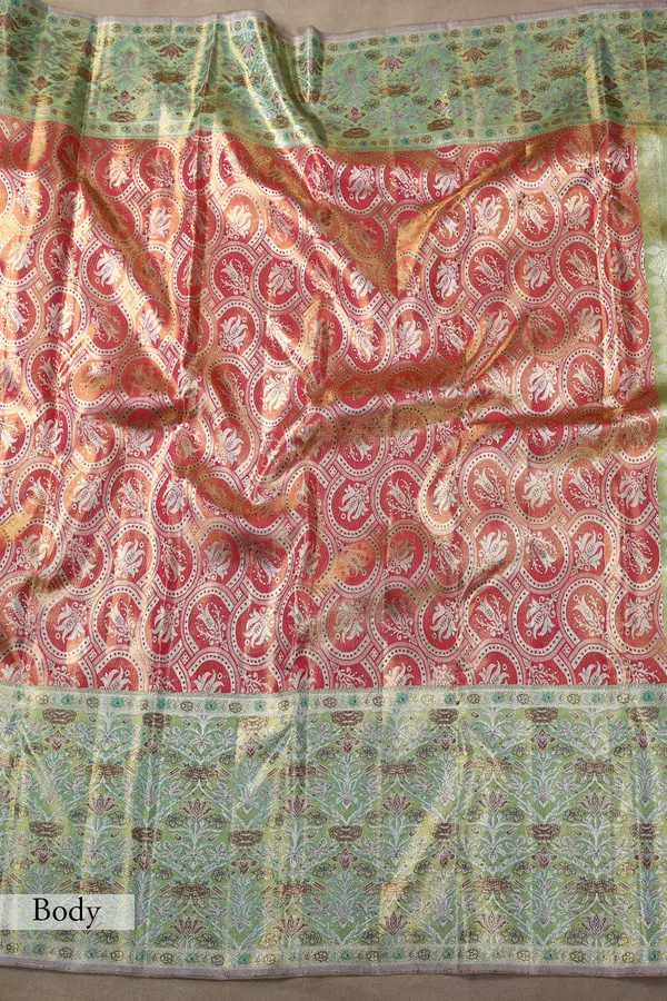 Red_&_Green_Zari_Woven_Kanchipuram_Tissue_Saree_with_Unstitched_Blouse