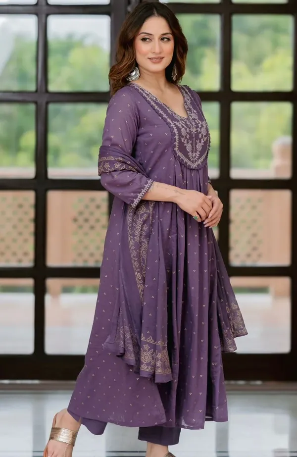 Purple_Pure_Cotton_Kurta_with_Pant_&_Dupatta_Set_|_For_Women