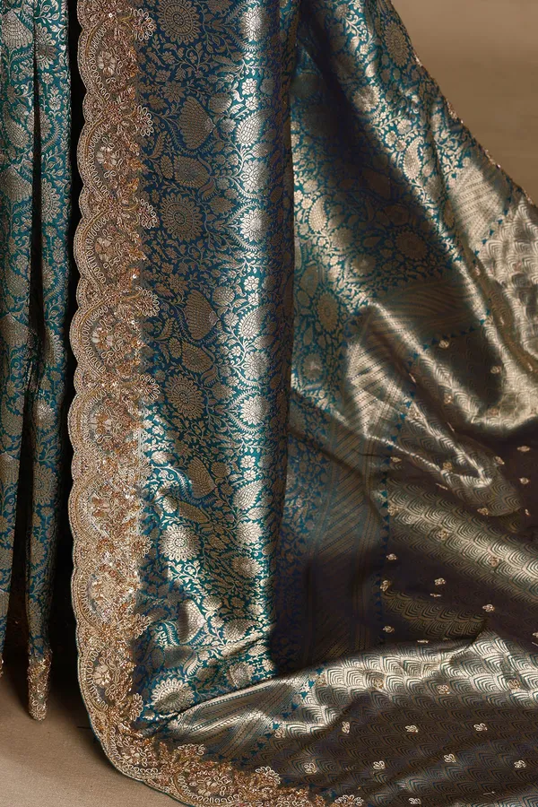 Peacock_Blue_Banarasi_Silk_Saree_with_Heavy_Zardosi_Embroidered_Border