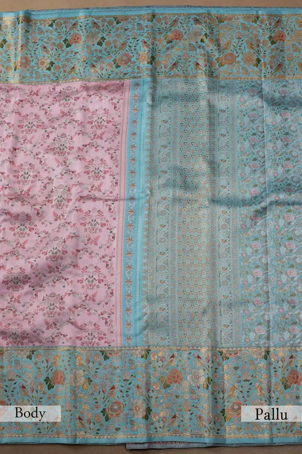 Baby_Pink_&_Aqua_Blue_Floral_Zari_Woven_Kanchipuram_Silk_Saree