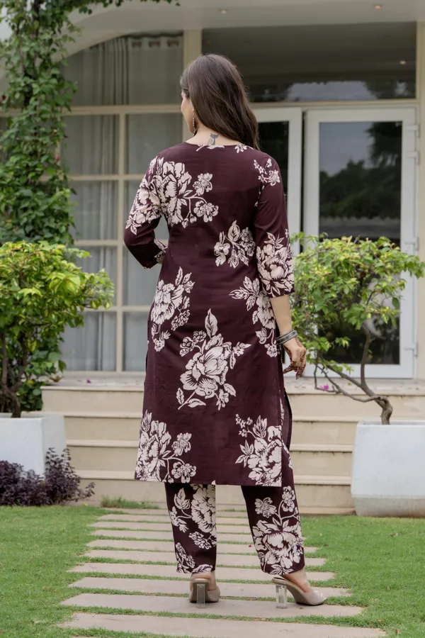 Coffee_Brown_Pure_Cotton_Kurta_with_Pant_&_Dupatta_Set_|_For_Women