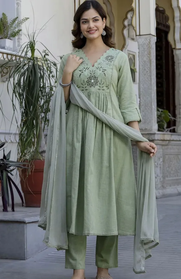 Pista_Pure_Cotton_Kurta_with_Pant_&_Dupatta_Set_|_For_Women