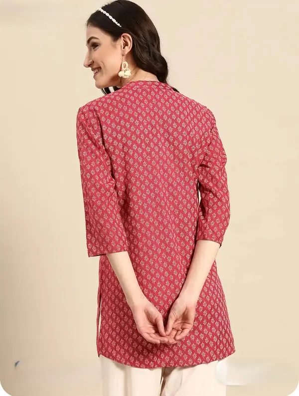 Pink_Pure_Cotton_Printed_Short_Kurti_|_For_Women