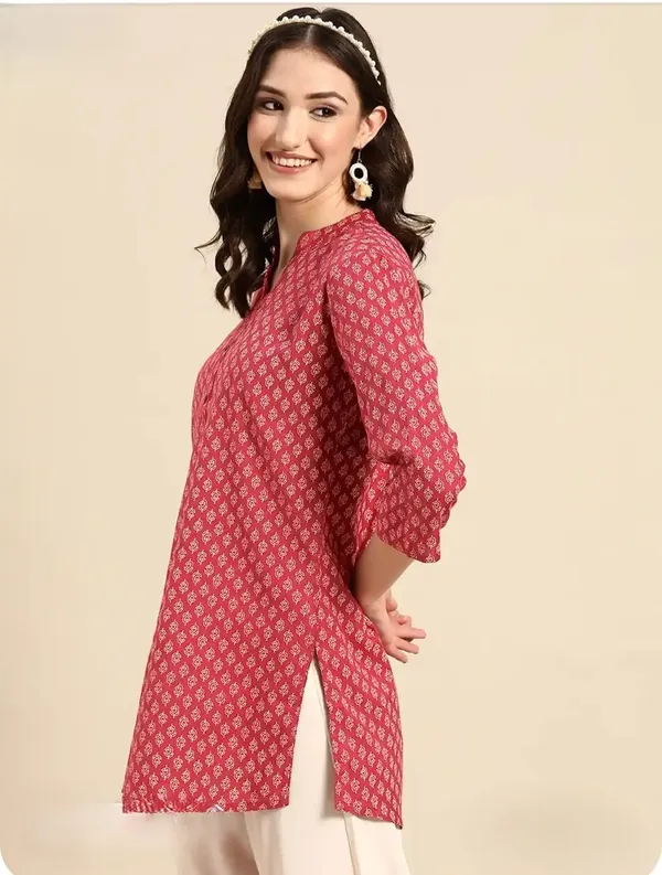 Pink_Pure_Cotton_Printed_Short_Kurti_|_For_Women