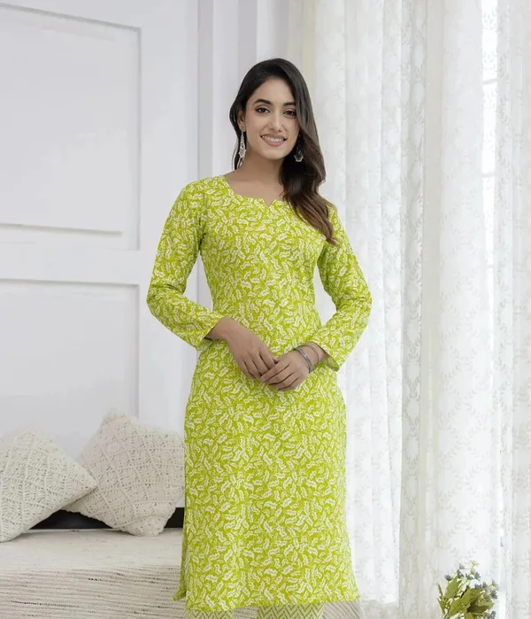 Green_Cotton_Blend_Printed_Kurti_|_For_Women