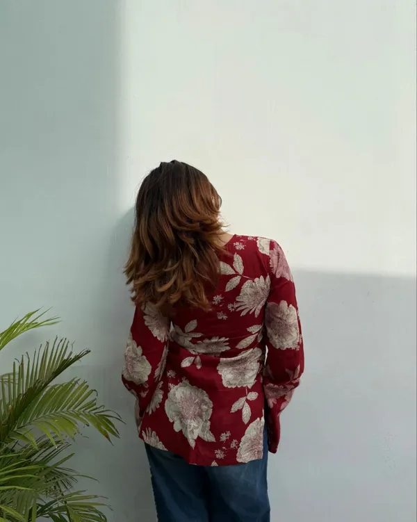 Maroon_Viscose_Rayon_Printed_Short_Kurti_|_For_Women