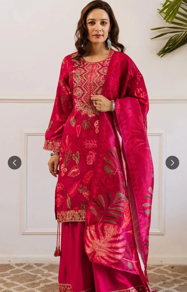 Red_Pure_Cotton_Kurta_with_Pant_&_Dupatta_Set_|_For_Women
