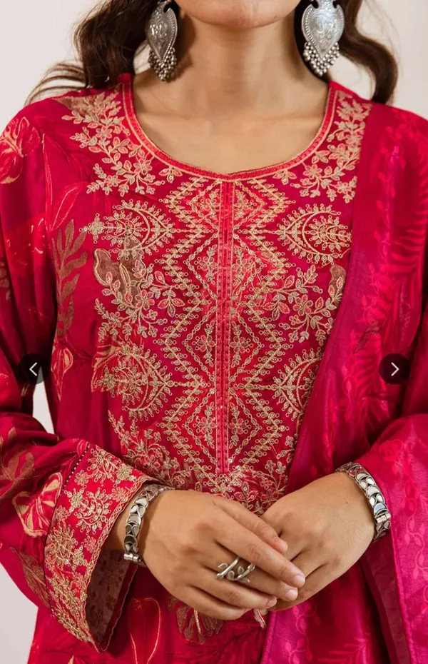 Red_Pure_Cotton_Kurta_with_Pant_&_Dupatta_Set_|_For_Women