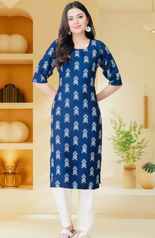 Blue_Pure_Cotton_Printed_Kurti_|_For_Women