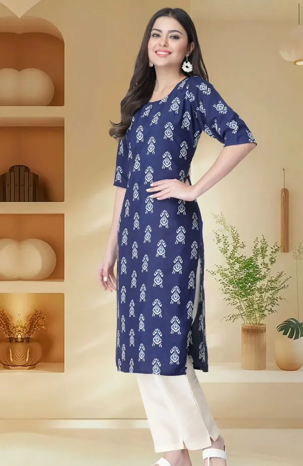 Blue_Pure_Cotton_Printed_Kurti_|_For_Women