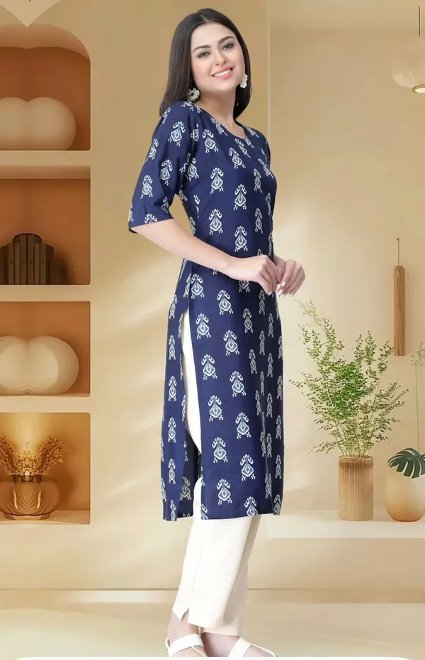 Blue_Pure_Cotton_Printed_Kurti_|_For_Women