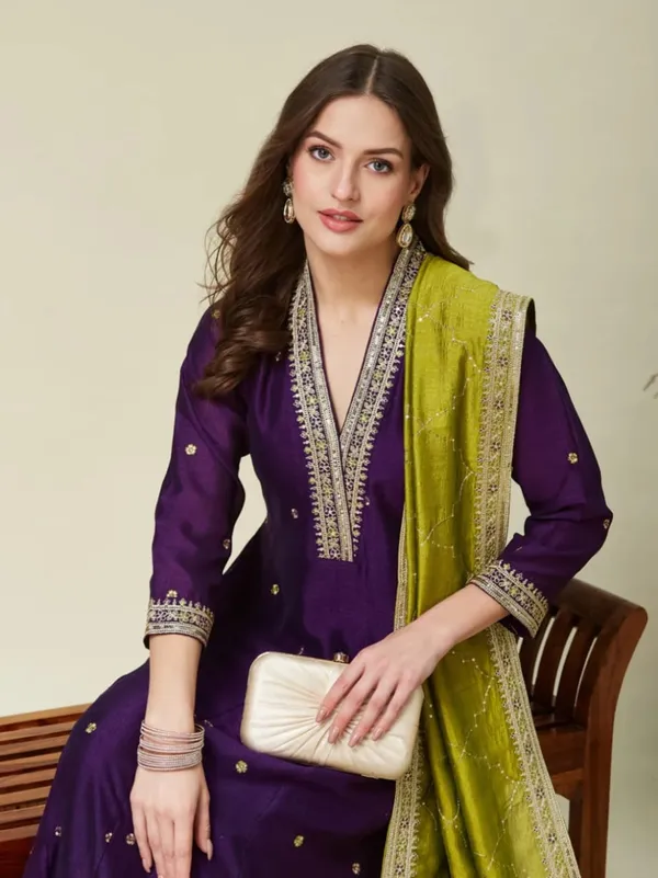 Purple_Pure_Cotton_Kurta_with_Pant_&_Dupatta_Set_|_For_Women