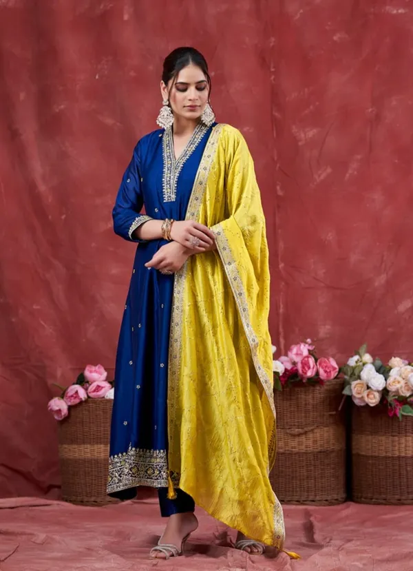 Dark_Blue_Pure_Cotton_Kurta_with_Pant_&_Dupatta_Set_|_For_Women