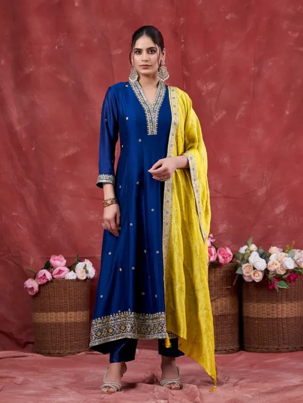 Dark_Blue_Pure_Cotton_Kurta_with_Pant_&_Dupatta_Set_|_For_Women