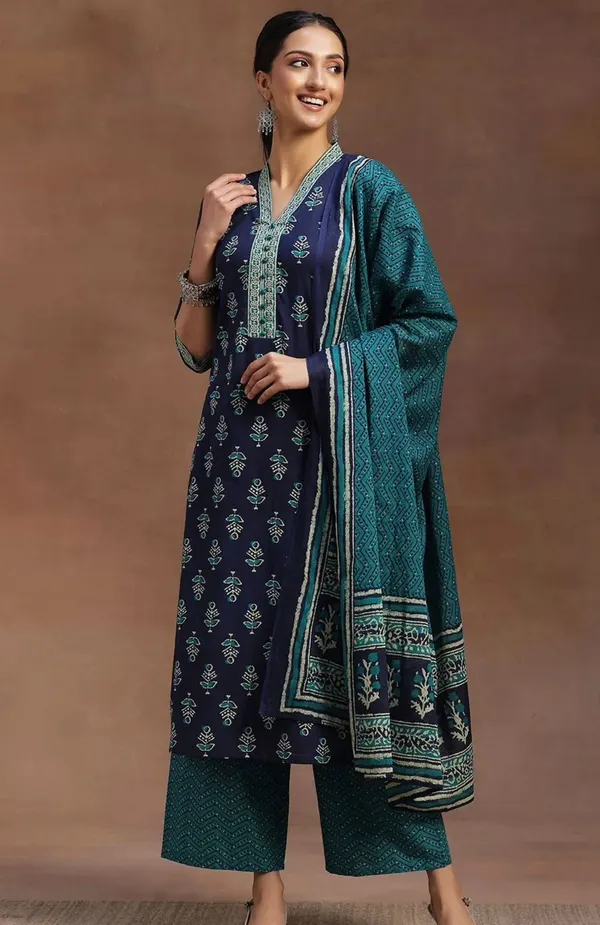 Blue_Pure_Cotton_Kurta_with_Pant_&_Dupatta_Set_|_For_Women