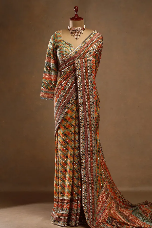 Multicolor_Printed_Crepe_Designer_Saree_with_Embroidered_Full_Sleeve_Blouse