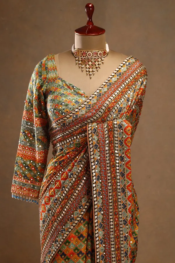 Multicolor_Printed_Crepe_Designer_Saree_with_Embroidered_Full_Sleeve_Blouse