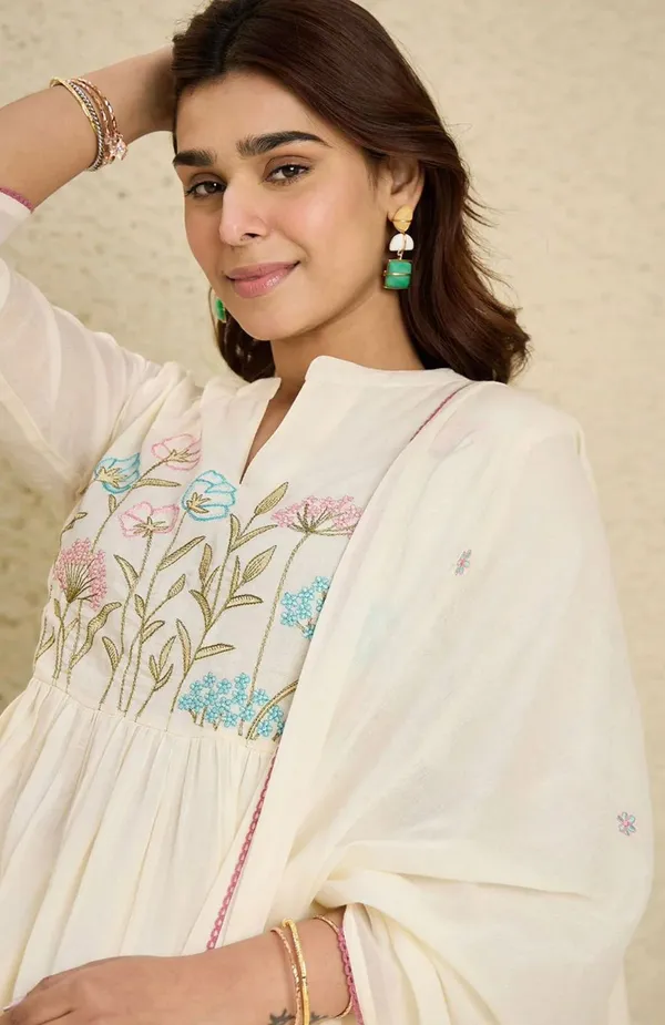 White_Pure_Cotton_Kurta_with_Pant_&_Dupatta_Set_|_For_Women