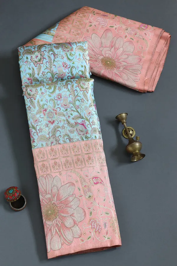 Sky_Blue_&_Peach_Floral_Zari_Woven_Kanchipuram_Silk_Saree