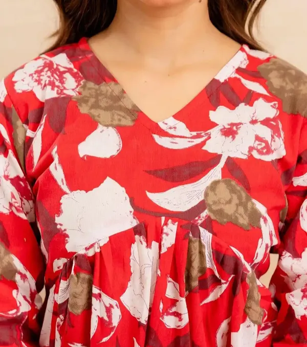 Maroon_Pure_Cotton_Printed_Short_Kurti_|_For_Women