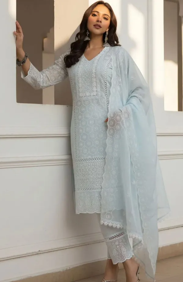 Sky_Pure_Cotton_Kurta_with_Pant_&_Dupatta_Set_|_For_Women