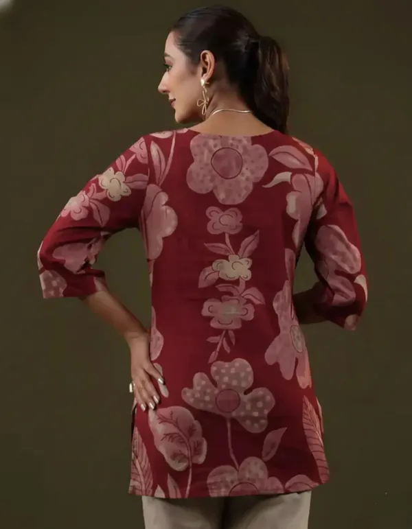 Red_Pure_Cotton_Printed_Short_Kurti_|_For_Women