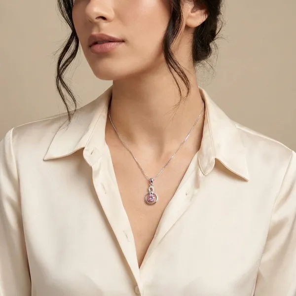 Silver_Elegant_Pink_Gemstone_Pendant_Necklace_With_Silver_Detailing