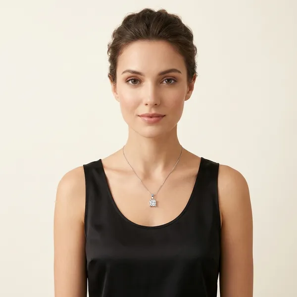 Silver_Elegant_Princess_Cut_Solitaire_Pendant_Necklace_With_Silver_Chain