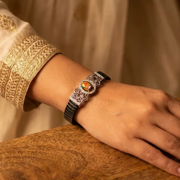 Pure_925_silver_khatushyamji_bracelate_with_rolex_belt_,_made_for