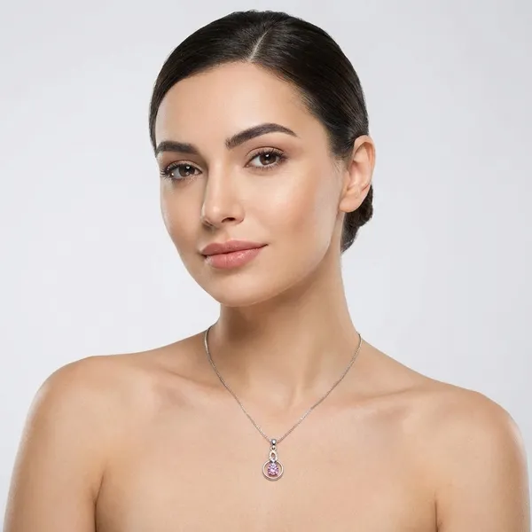 Pink_And_White_Elegant_Pink_Crystal_Circle_Pendant_Necklace