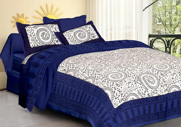 Dark_Blue_Cotton_Bedsheet_&_Pillow_Cover_Set_(TC-220)