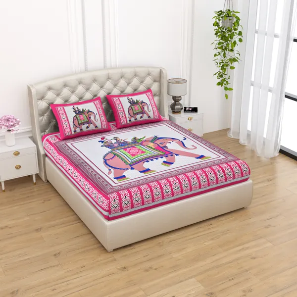 Pink_Cotton_Bedsheet_&_Pillow_Cover_Set_(TC-220)